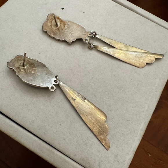 Elegant Sterling and Turquoise Dangle Earrings - Picture 6 of 6